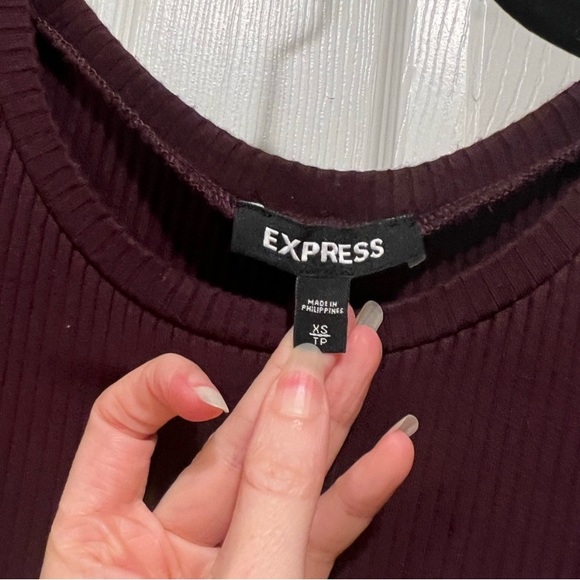 Express | Front Tie Ribbed Top | size XS - Picture 2 of 4